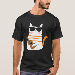 Camiseta Gato Gatinho de Rock Guitarra Pop Legal