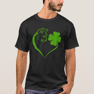 Camiseta Gato  Gatinho Dia de São Patrício Trevo Irlandês  