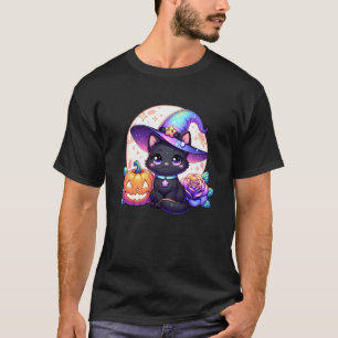 Camiseta Gato Gatinho Halloween Chapéu de Bruxa Abóbora Jac