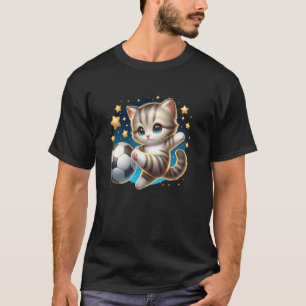 Camiseta Gato Gatinho Jogador de Futebol Chutando Bola de F