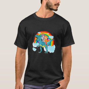 Camiseta Gato Gatinho Meninos Meninas Cavalgando Dinossauro