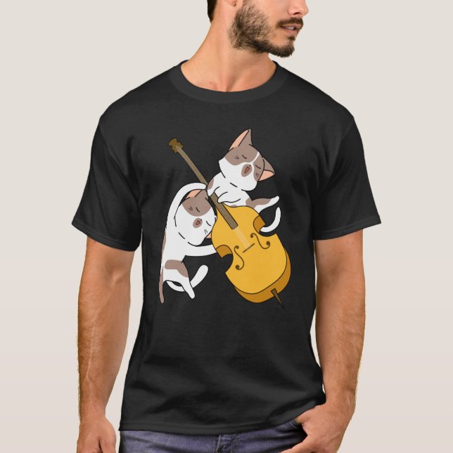 Camiseta Gato Gatinho Tocando Violoncelo Gato  Tocador de V (Frente)