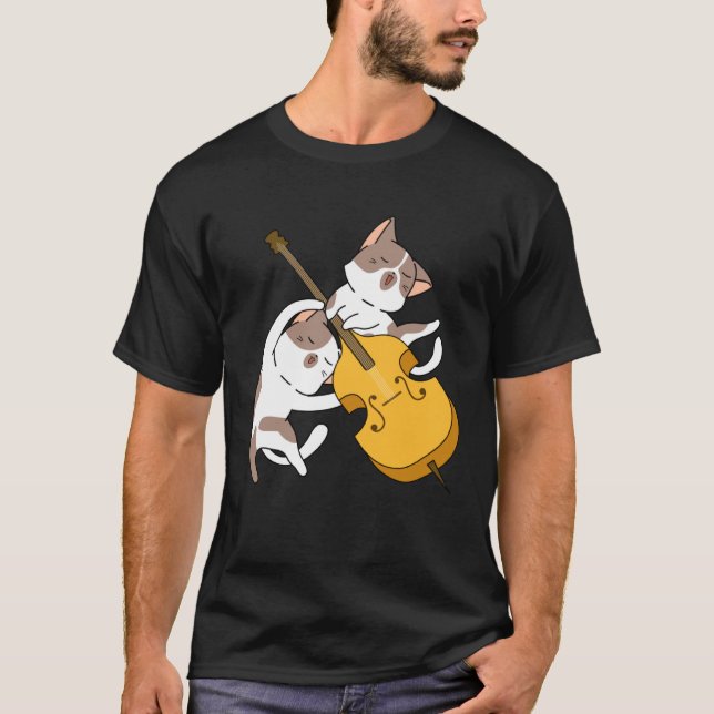 Camiseta Gato Gatinho Tocando Violoncelo Gato  Tocador de V (Frente)