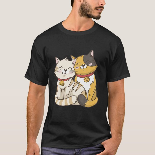 Camiseta Gato Gato Cara Sorria Gentil Gato Bonito Meninas B (Frente)
