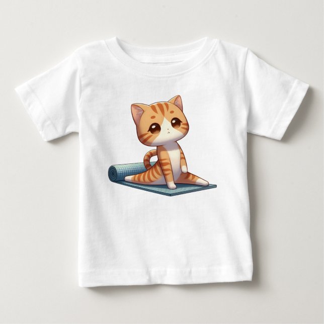Camiseta Gato Gato de Ioga Chibi (Frente)