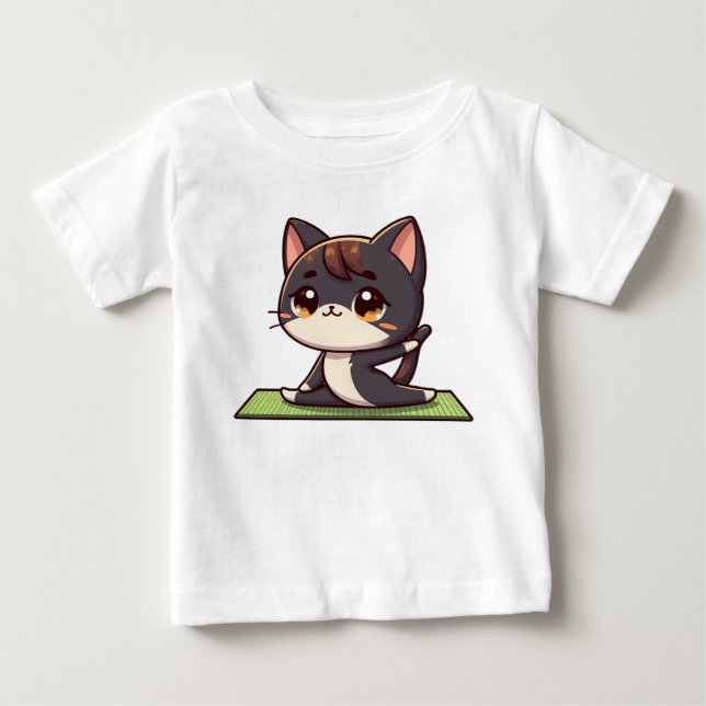 Camiseta Gato Gato de Ioga Chibi (Frente)