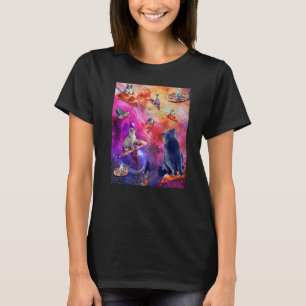 Camiseta Gato Gato De Pizza Espacial Galáxica Em Pizza De C