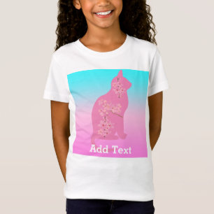 Camiseta Gato-gato-doce floresce Flor Sakura
