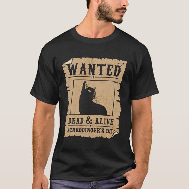Camiseta Gato Gato Engraçado de Gato de Schrodinger e Morto (Frente)