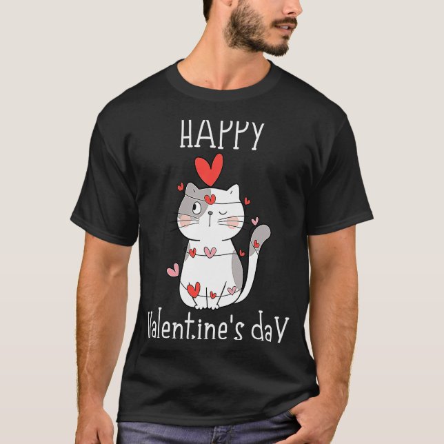 Camiseta Gato-Gato-Gato, Dia de os namorados-Gato, Gatinho (Frente)