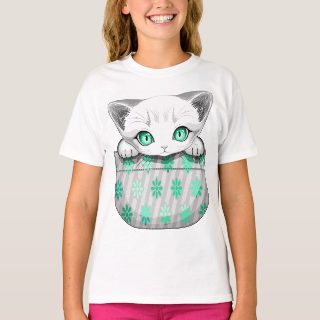 Camiseta Gato, Gato, Gato e Playaking de uma Bolsa (Frente)