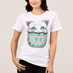 Camiseta Gato, Gato, Gato e Playaking de uma Bolsa