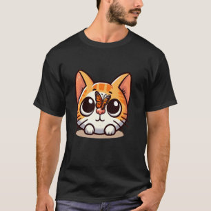 Camiseta Gato Gato Gato Gato Cruzado Olhado na Borboleta em
