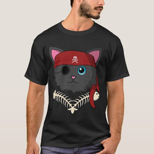 Camiseta Gato Gato Gato Gato Gato Gato Gato Pirata Ossos de (Frente)