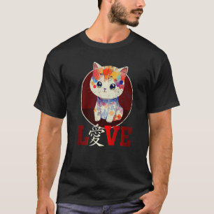 Camiseta Gato-Gato-Gato-Gato-Gato Mídia Ama Caractere Chinê