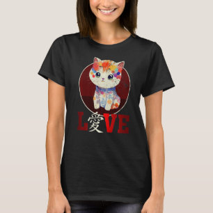 Camiseta Gato-Gato-Gato-Gato-Gato Mídia Ama Caractere Chinê