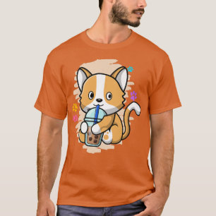 Camiseta Gato Gato Gato-Gato Kawaii Bebendo Bble Tea Bubble