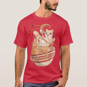 Camiseta Gato Gato-Gato-Gato Ramen Tee Cultura Japonesa Ama