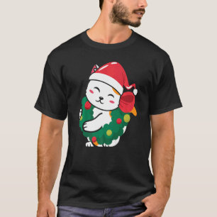 Camiseta Gato Gato Gato Gato Santa Hábito Suor de Natal