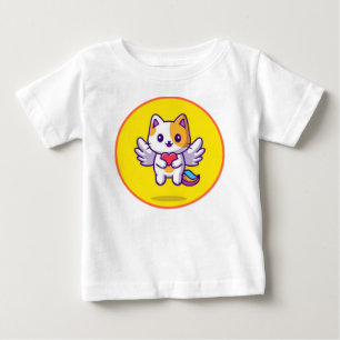 Camiseta Gato Gato Gato Giro Unicórnio Segurando Cartoon Ca