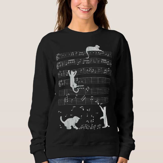 Camiseta Gato Gato Gato Grito Notas de Música em Descanso G (Frente)