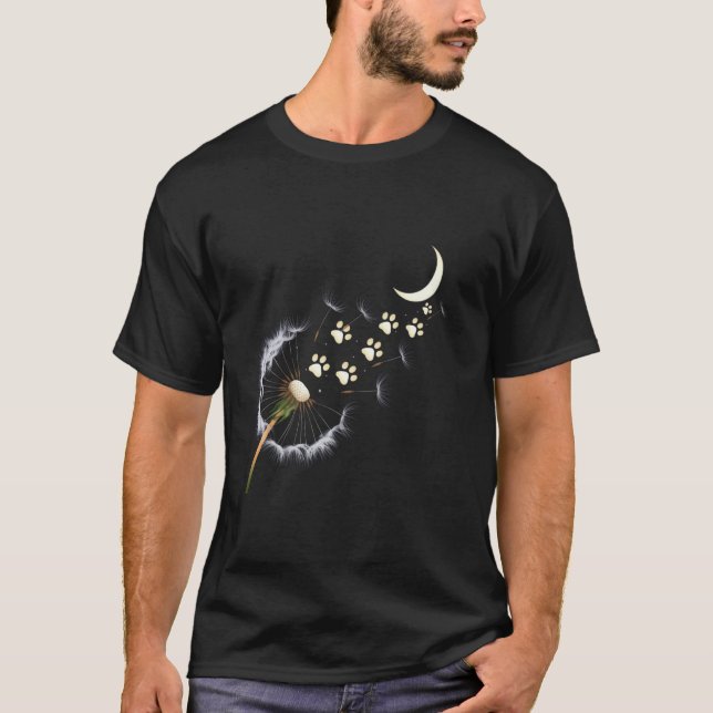 Camiseta Gato Gato Gato-Lua-Luz-Dandelion Design Furry Frie (Frente)