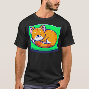 Camiseta Gato Gato Gelado Dormindo Em Cartoon De Travesseir