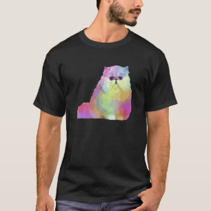Camiseta Gato Gato Persa Mulheres Gato Persa Colorido Homen