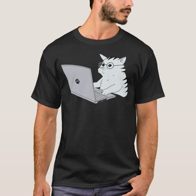 Camiseta Gato Geek Trabalhe de Casa (Frente)