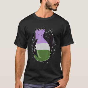 Camiseta Gato genderqueer Bandeira do Orgulho LGBT Não-biná
