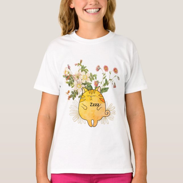 Camiseta Gato Gengibre Sonolento (Frente)