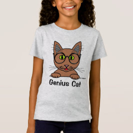 Camiseta Gato Gênio com Óculos Engraçado