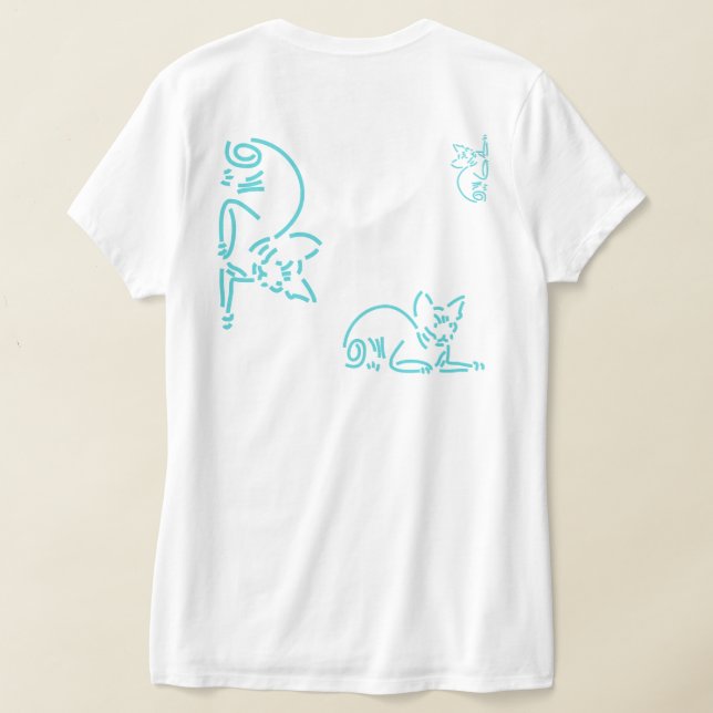 Camiseta Gato Geométrico Abstrato | Construção de Linha Sim (Postura das costas)