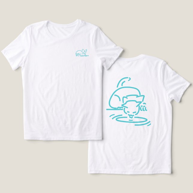 Camiseta Gato Geométrico Abstrato | Construção de Linha Sim (Design Frente e Verso)