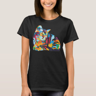 Camiseta Gato geométrico colorido para gatinhos amantes de