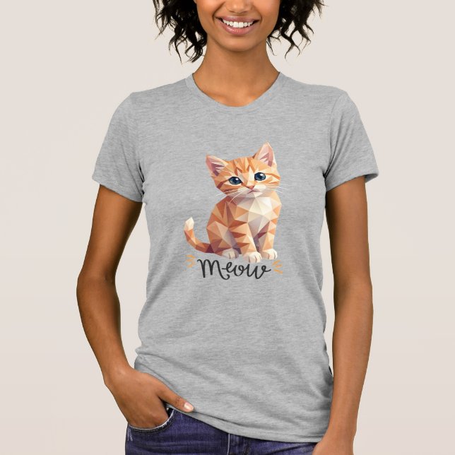 Camiseta Gato Geométrico Meow (Frente)