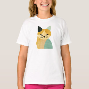 Camiseta Gato Geométrico Minimalista Escandinavo Moderno