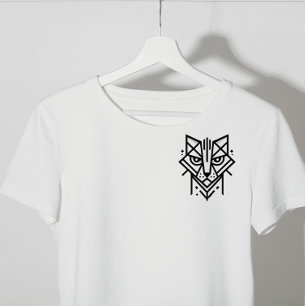 Camiseta gato geométrico mínimo