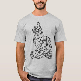Camiseta Gato Geométrico Moderno Mínimo de Grito Unisex Abs
