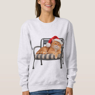 Camiseta Gato Ginger engraçado de Natal com chapéu de Papai