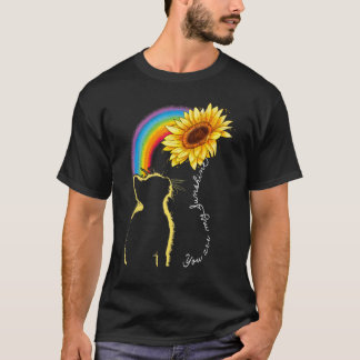Camiseta Gato Girassol Arco-íris Para Gato  Mãe de Gato Sen