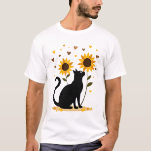 Camiseta Gato Girassol Árvore de Natal Girassol Gato Amante
