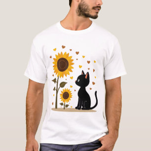 Camiseta Gato Girassol Árvore de Natal Girassol Gato Amante
