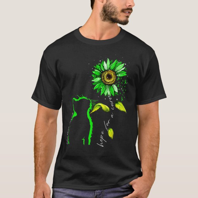 Camiseta Gato Girassol Verde Conscientização da Doença Celí (Frente)