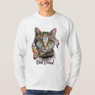 Camiseta Gato giro de nuvem vermelha