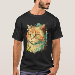 Camiseta Gato giro para Gatinho Colorido de gatinho