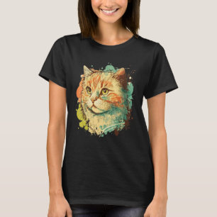 Camiseta Gato giro para Gatinho Colorido de gatinho