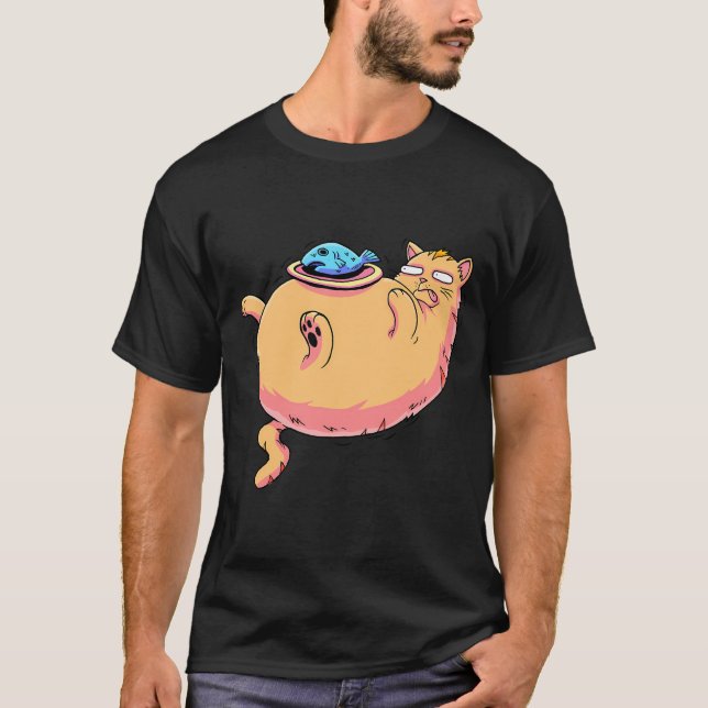 Camiseta Gato Gordo com Peixe (Frente)