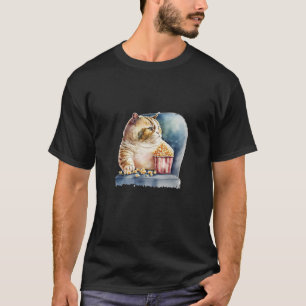 Camiseta Gato Gordo Comendo Pipoca Gordura Gato Gato Gato P