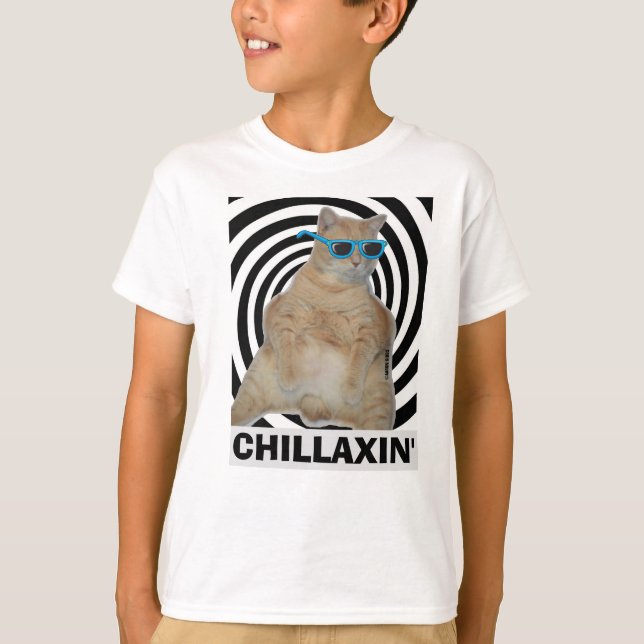 Camiseta Gato Gordo de ChilLAXIN com óculos de sol (Frente)